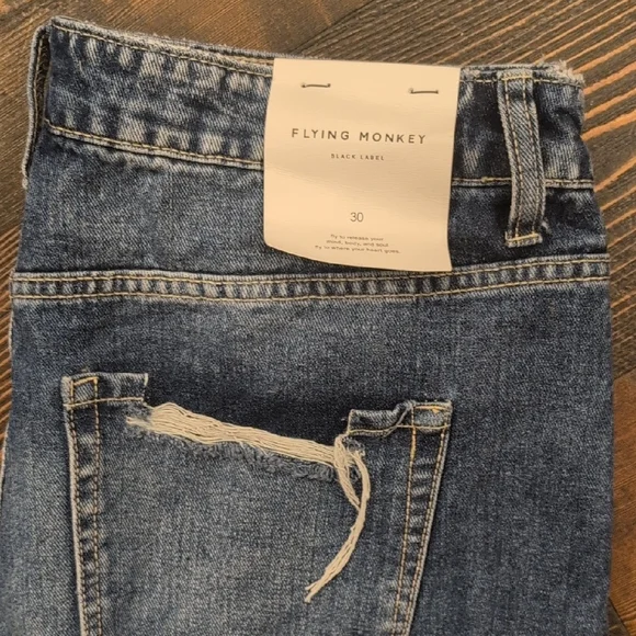 Flying Monkey Dark Blue Denim with Distressed Detail - Picture 5 of 7